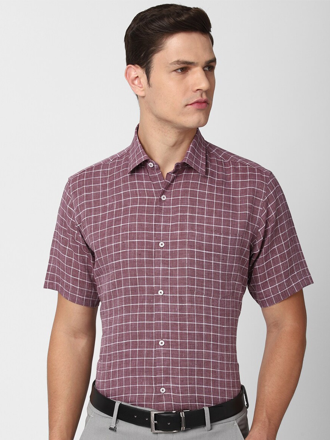 

Van Heusen Men Purple Checked Formal Shirt