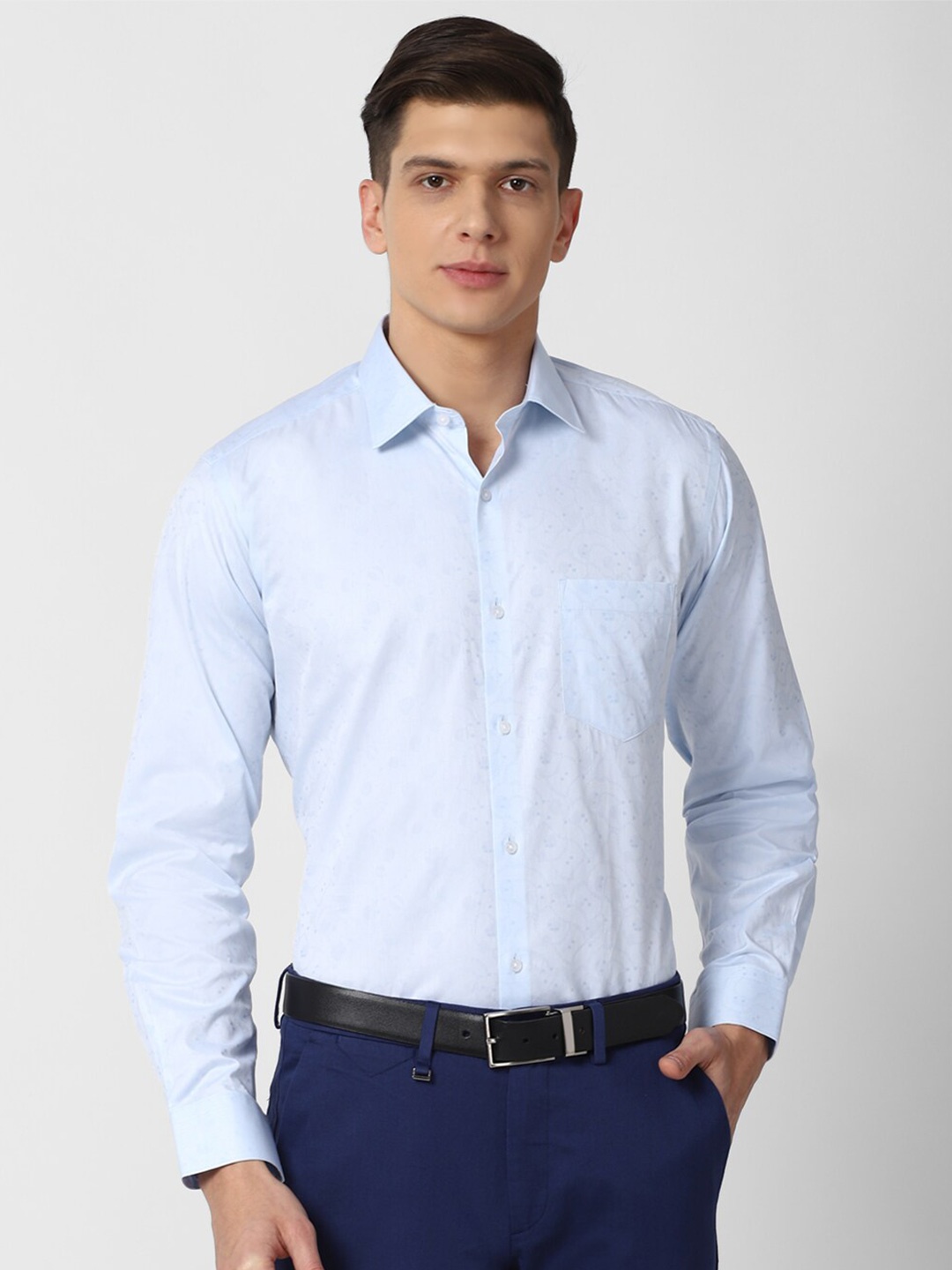 

Van Heusen Men Blue Floral Printed Pure Cotton Formal Shirt