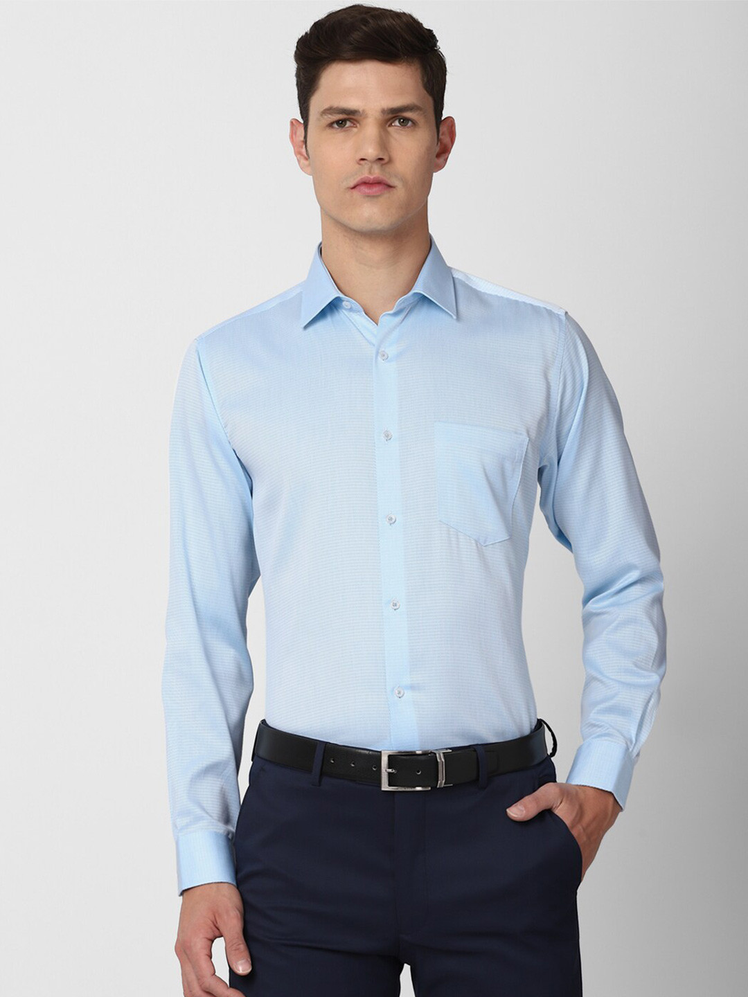 

Van Heusen Men Blue Cotton Formal Shirt