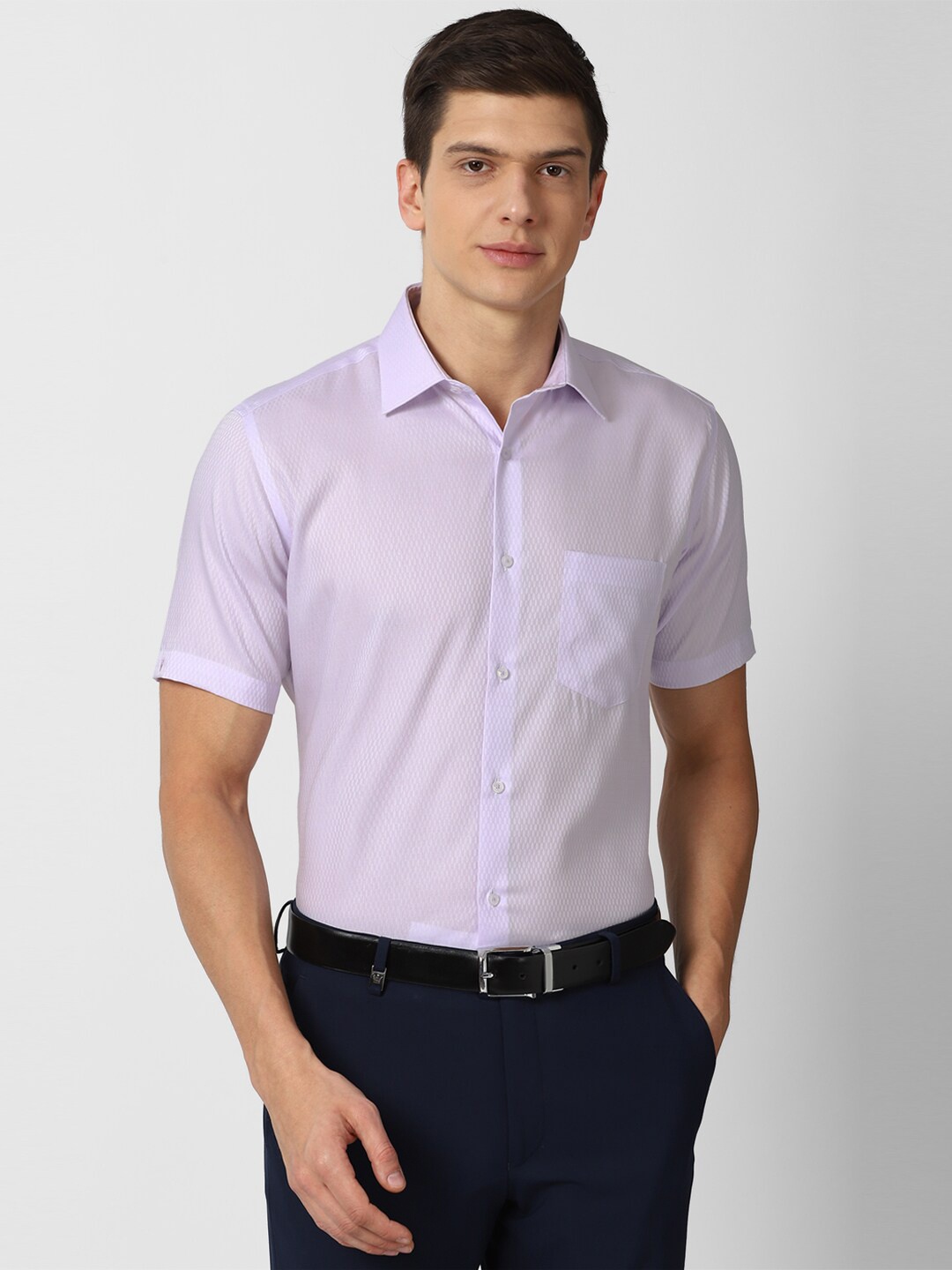 

Van Heusen Men Purple Textured Pure Cotton Formal Shirt