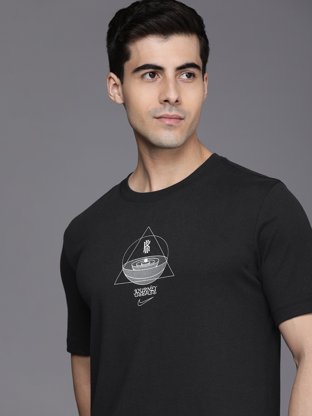 

Nike Men Black & White AS KI M NK DF TEE LOGO Printed T-shirt