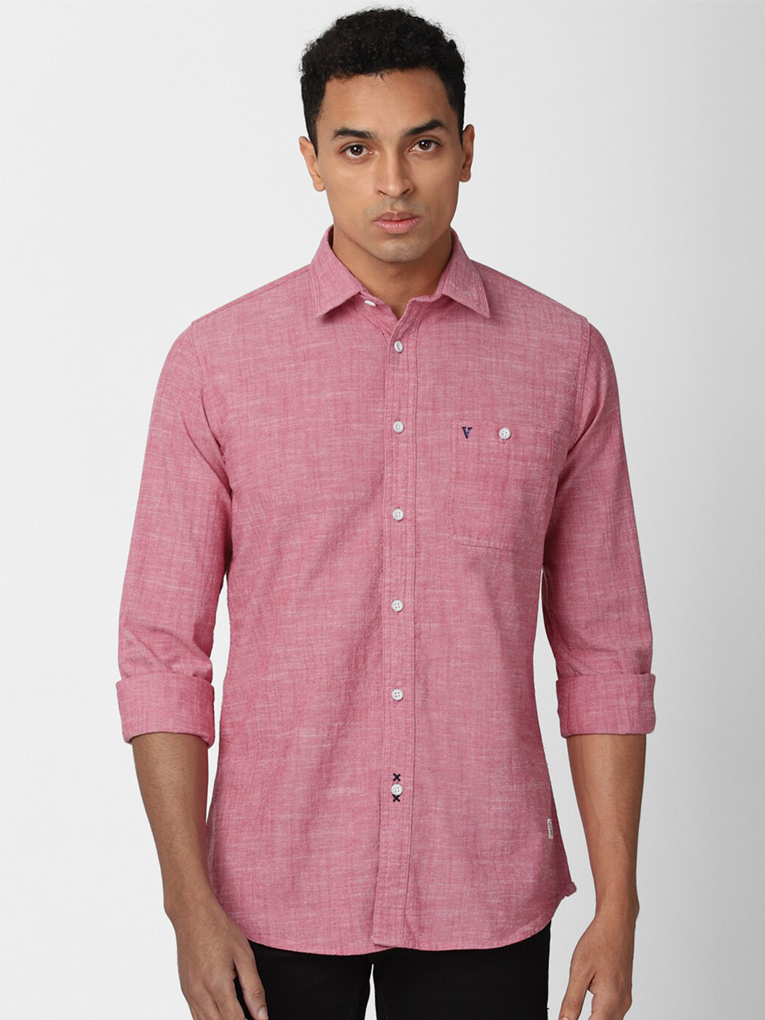 

VAN HEUSEN DENIM LABS Men Pink Slim Fit Casual Shirt