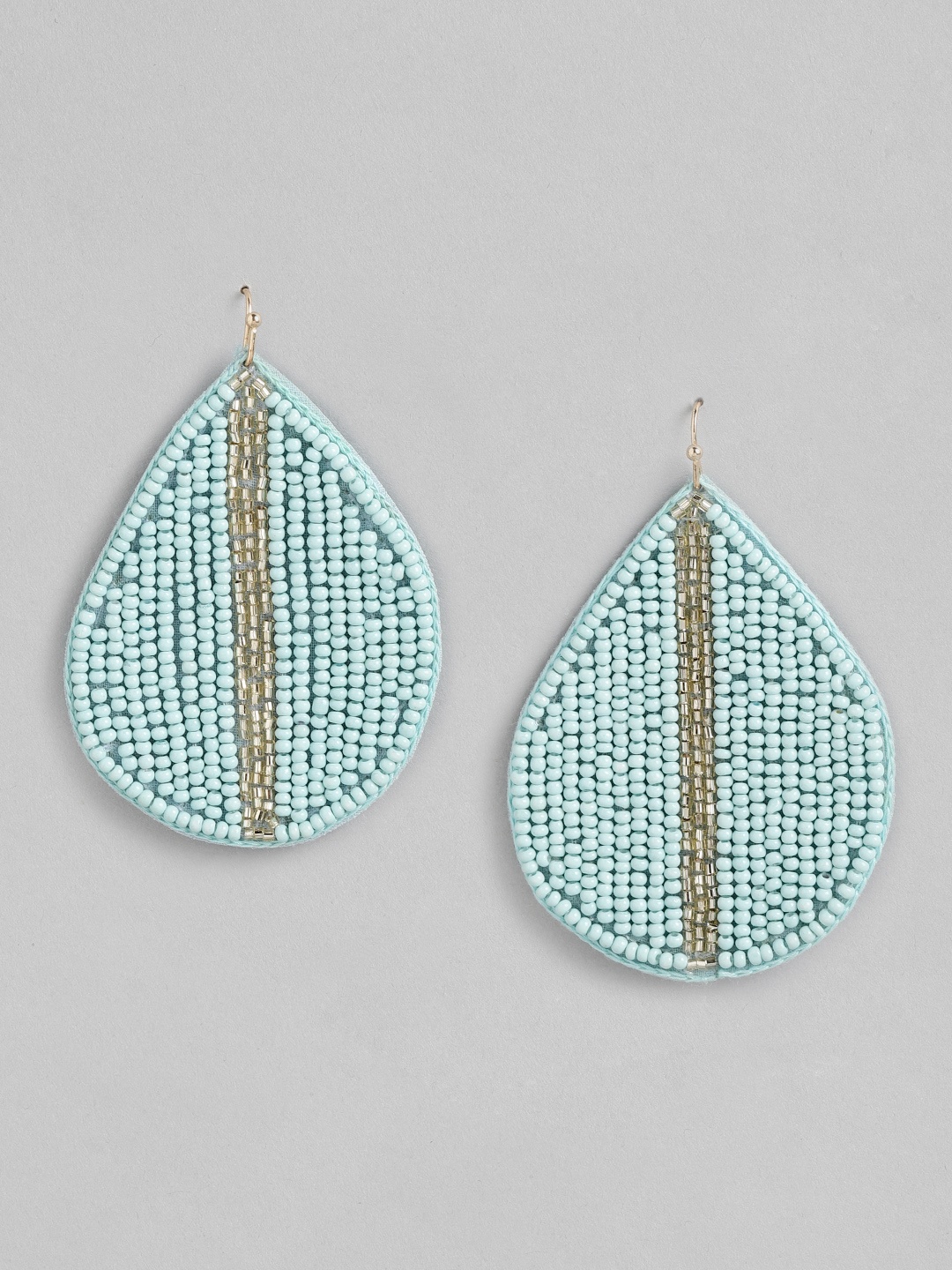 

RICHEERA Blue & Silver-Toned Teardrop Shaped Drop Earrings