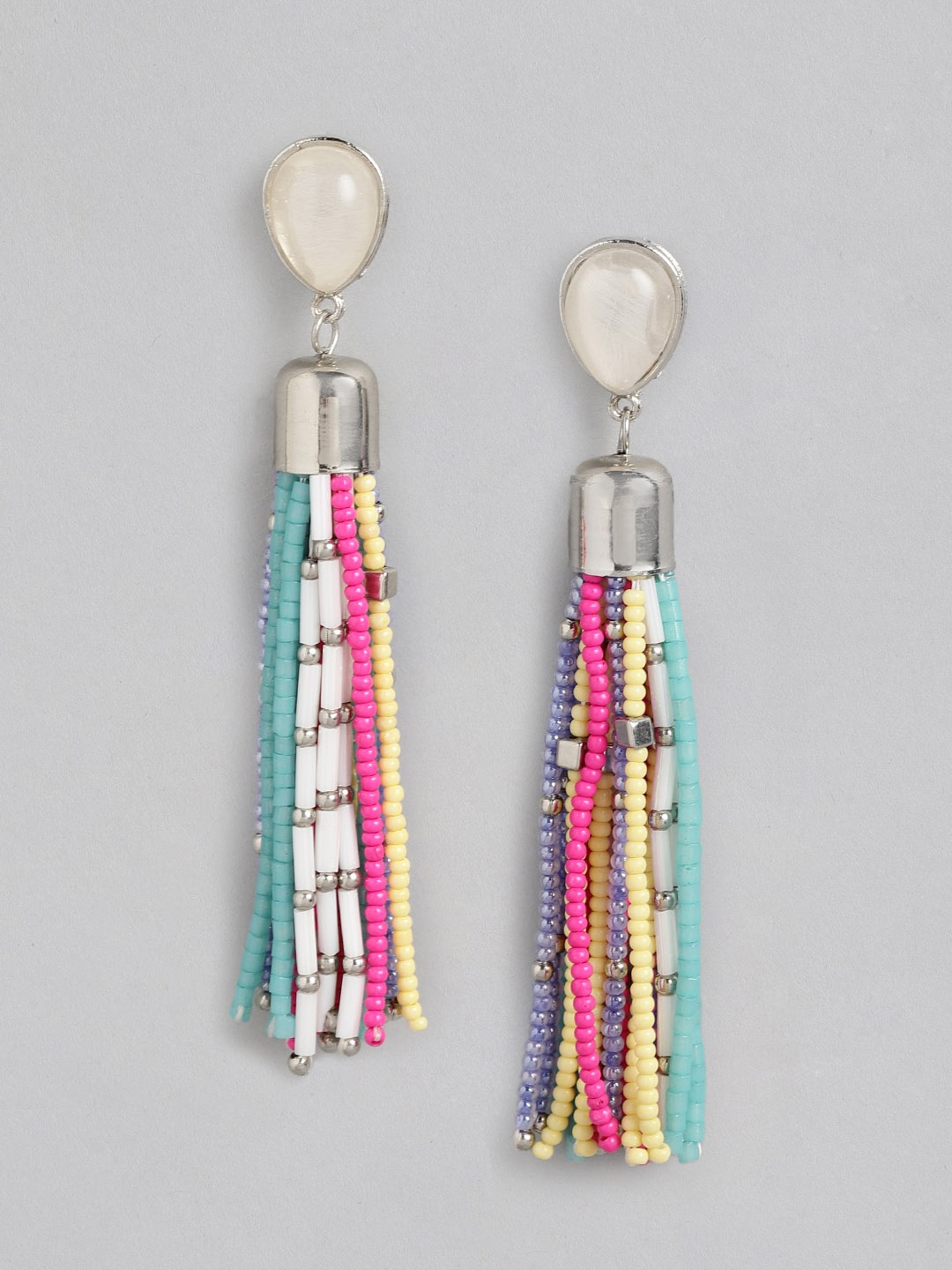

RICHEERA Blue & Pink Contemporary Drop Earrings