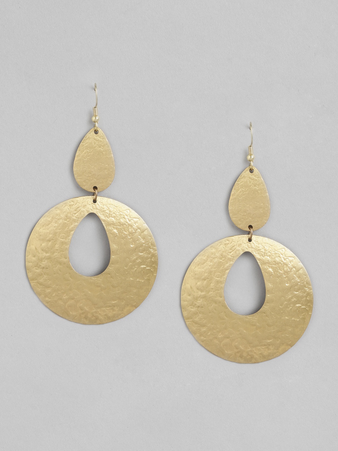 

RICHEERA Gold-Toned Circular Drop Earrings