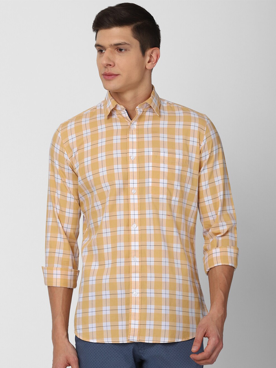 

Van Heusen Sport Men Orange Slim Fit Checked Casual Shirt