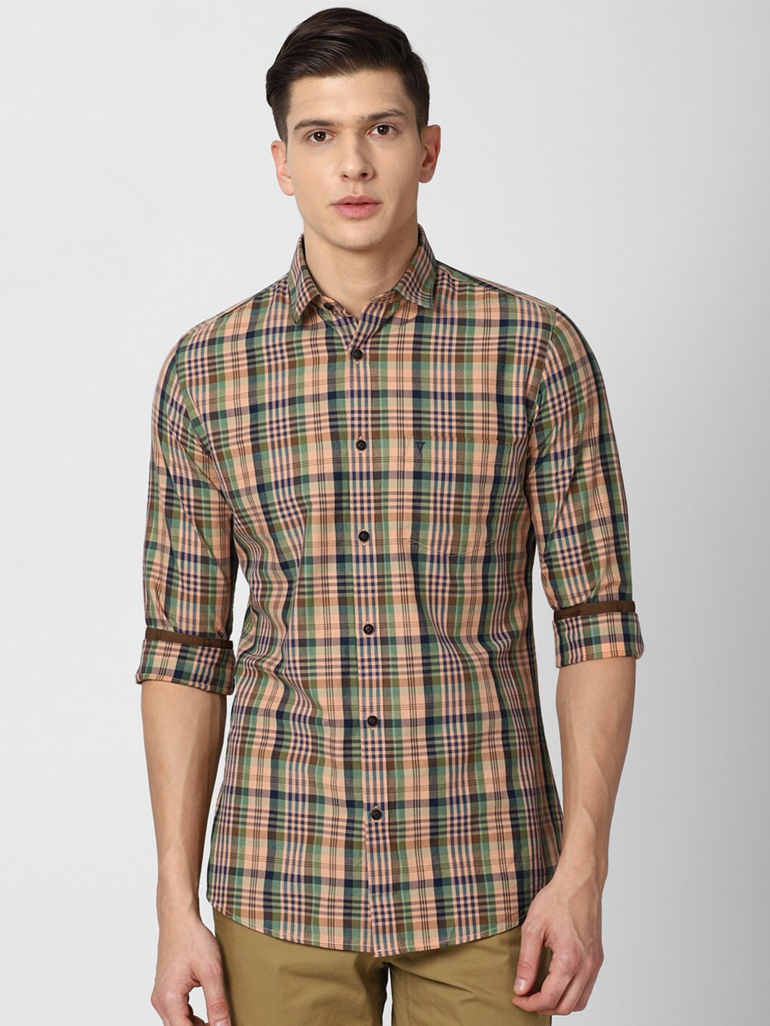 

Van Heusen Sport Men Multicoloured Slim Fit Tartan Checked Cotton Casual Shirt, Multi