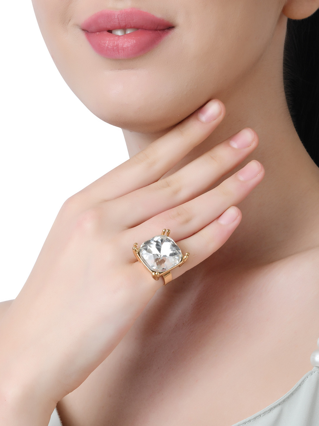 

Lilly & sparkle Gold-Plated Artificial Stone-Studded Finger Ring