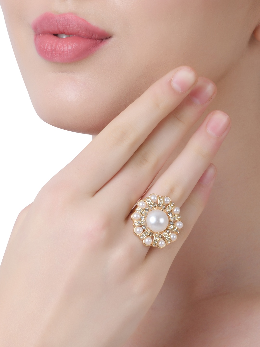 

Lilly & sparkle Gold-Plated & Crystal Studded Finger Ring