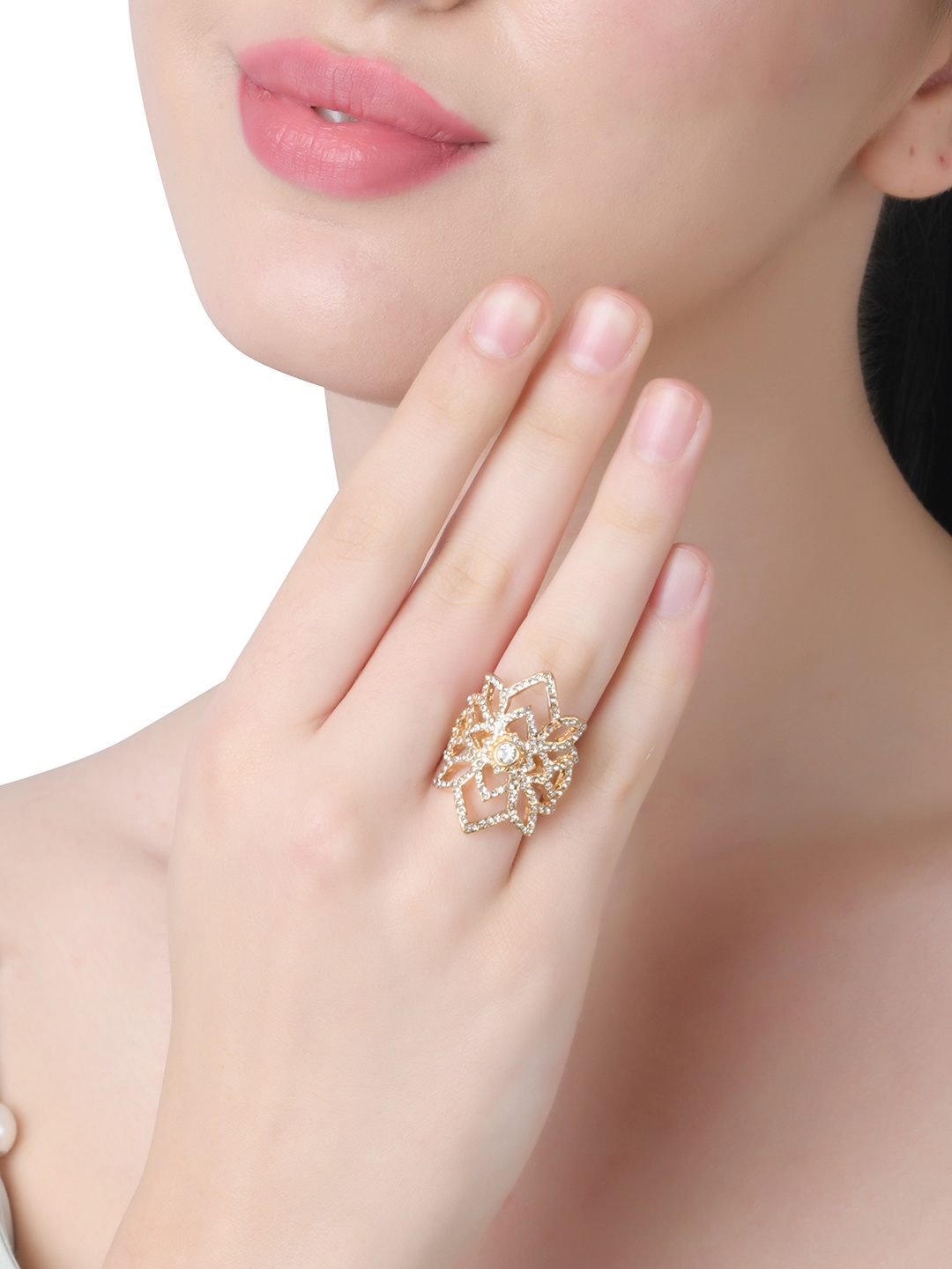 

Lilly & sparkle Set of 2 Gold-Plated Crystal-Studded Finger Rings