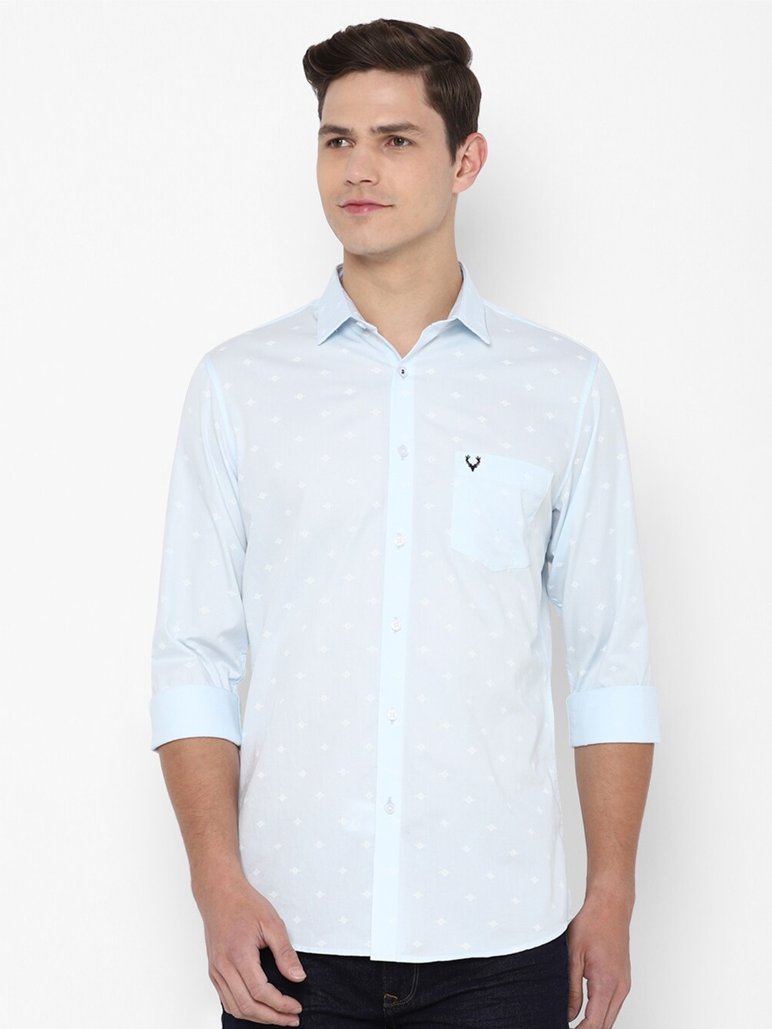 

Allen Solly Men Blue Slim Fit Printed Cotton Casual Shirt