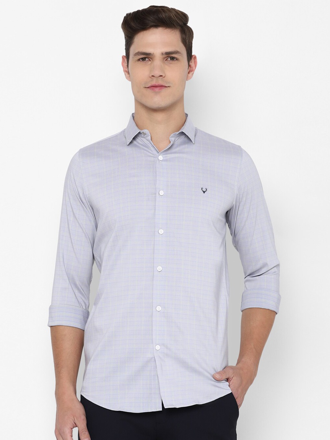 

Allen Solly Men Grey Slim Fit Checked Casual Shirt