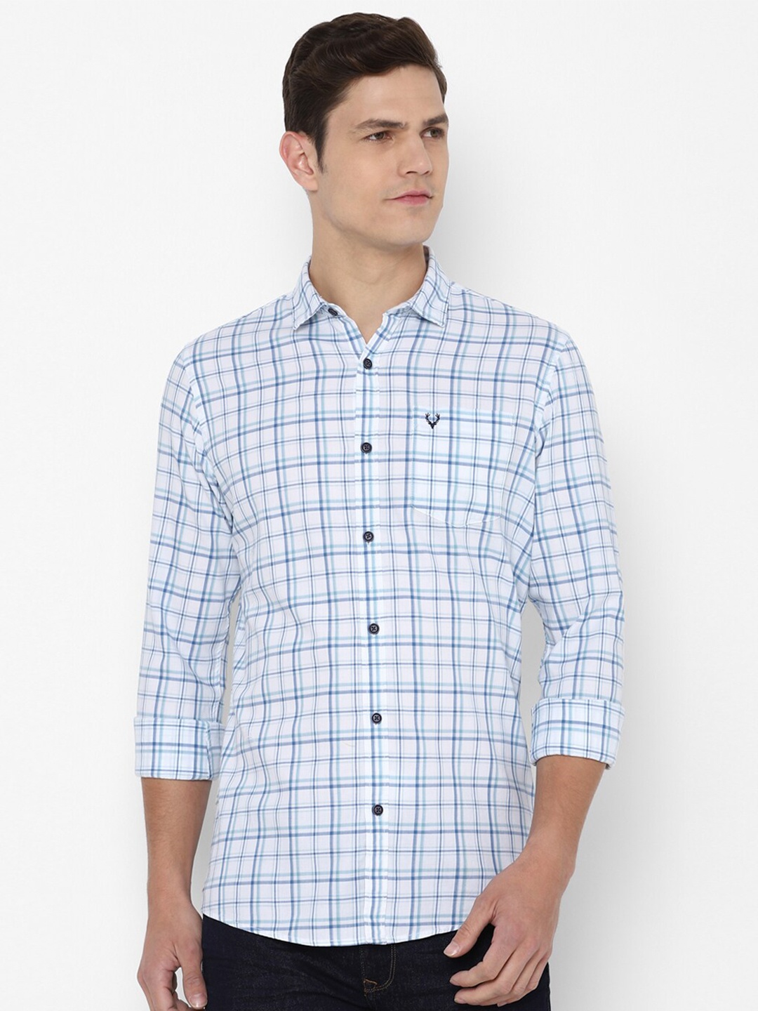 

Allen Solly Sport Men Blue & White Cotton Checked Casual Shirt