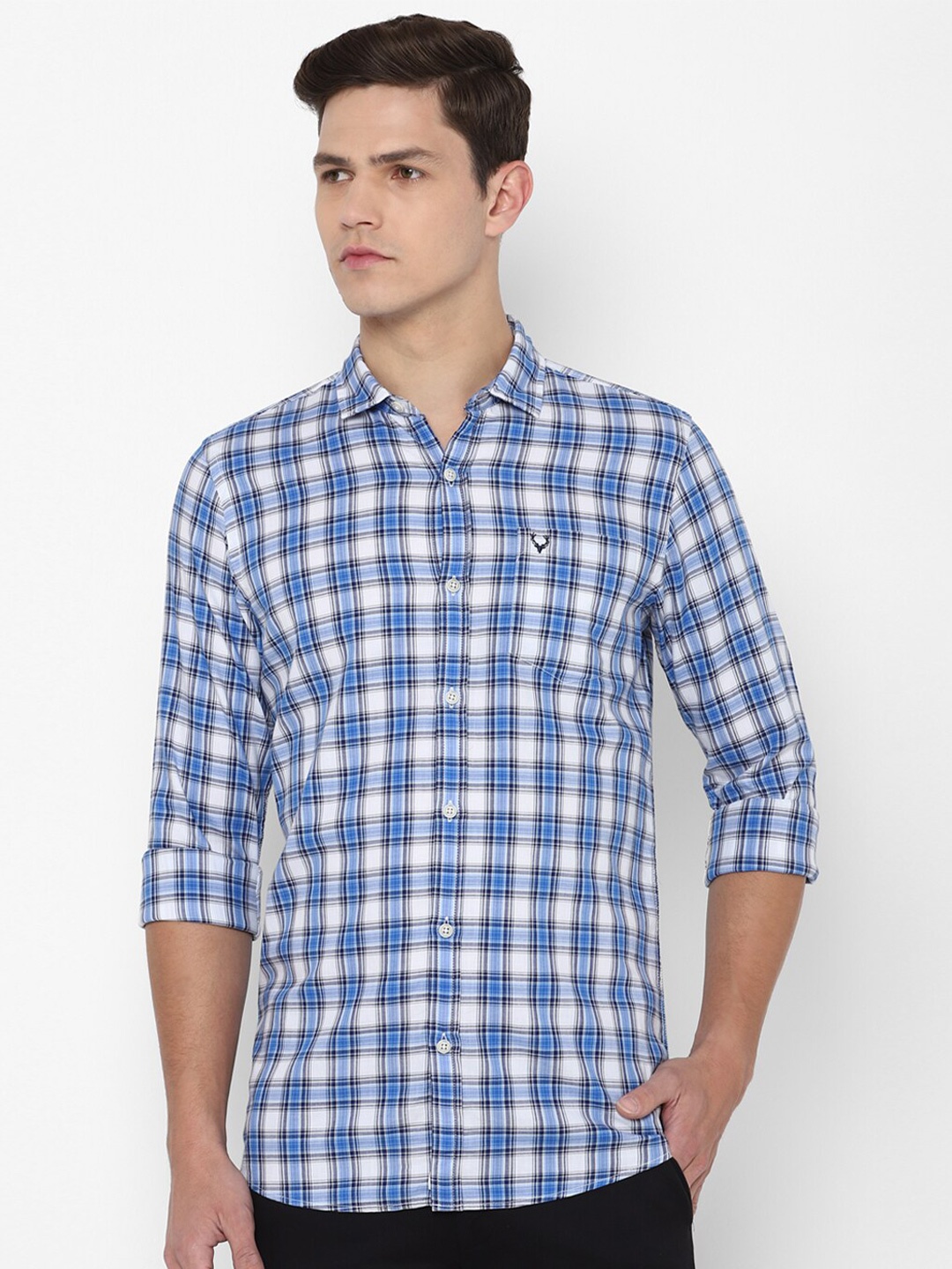 

Allen Solly Sport Men Blue & White Cotton Checked Casual Shirt