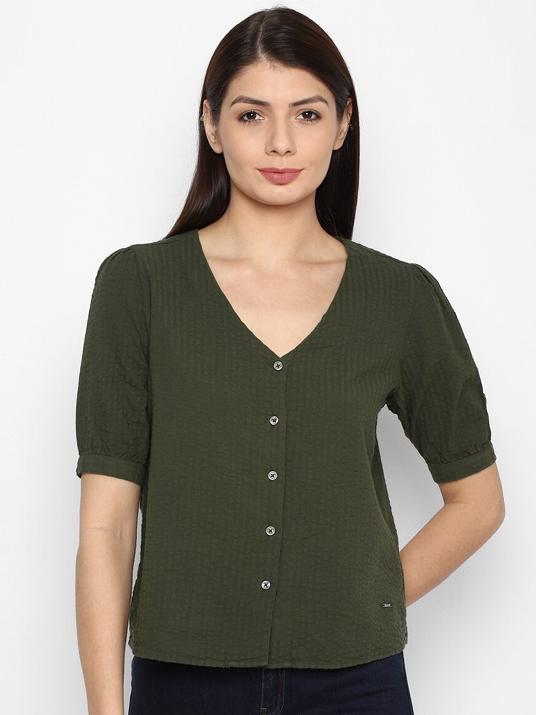

Allen Solly Woman Women Olive Green Casual Shirt
