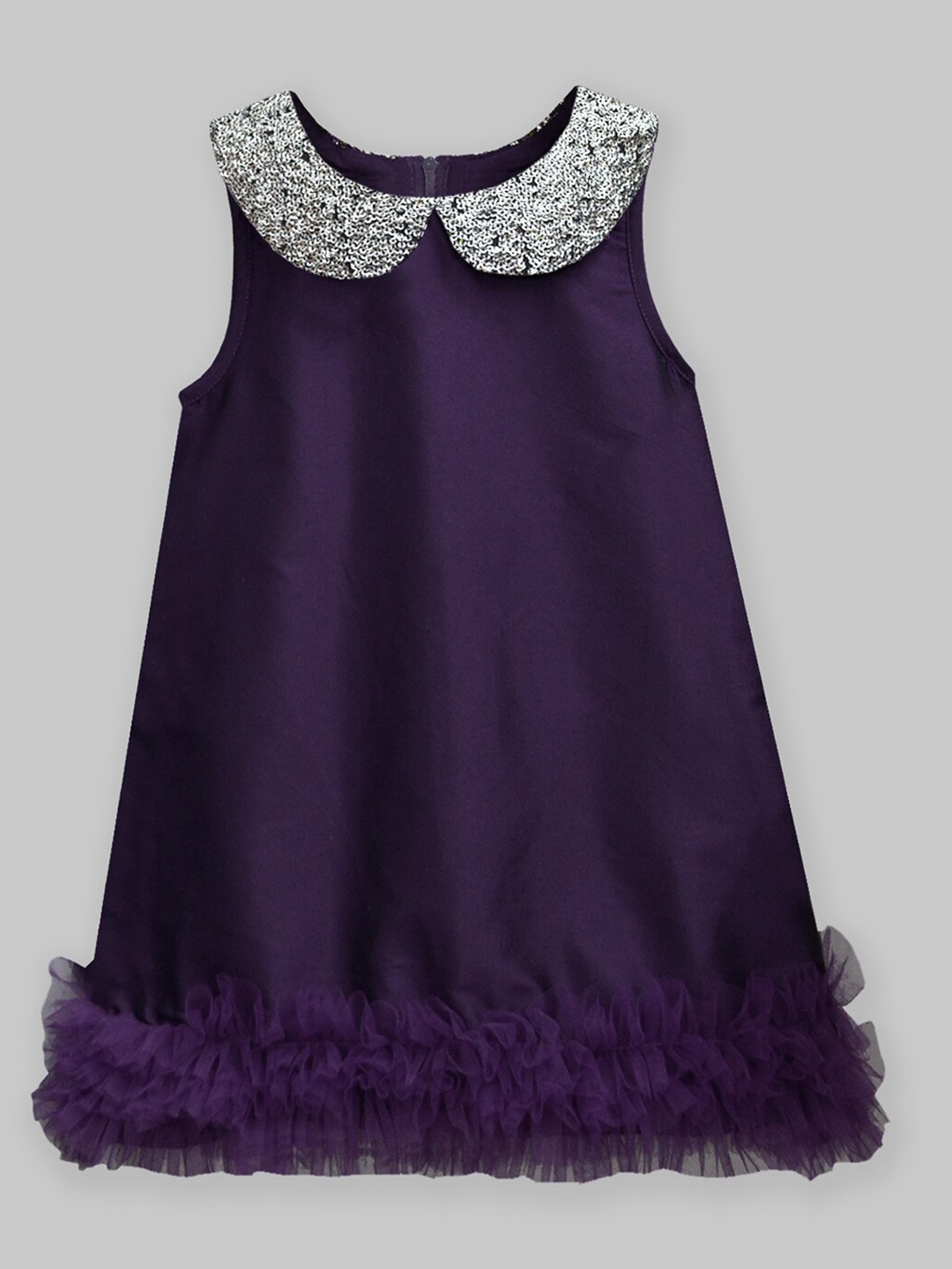 

A T U N Girls Purple Peter Pan Collar A-Line Dress