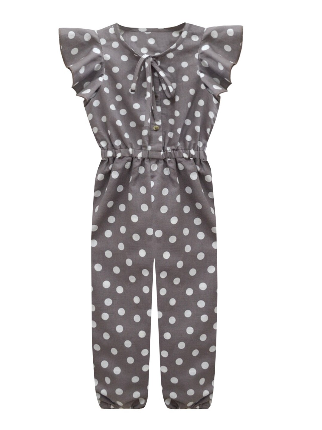 

A.T.U.N. Girls Brown & White Linen Printed Basic Jumpsuit