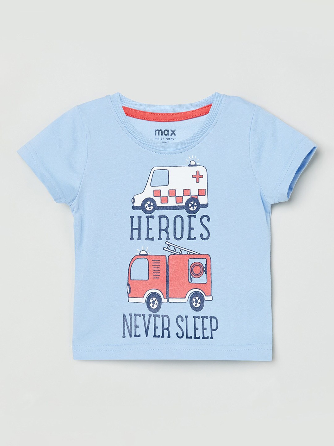 

max Boys Blue Printed Regular-Fit T-shirt