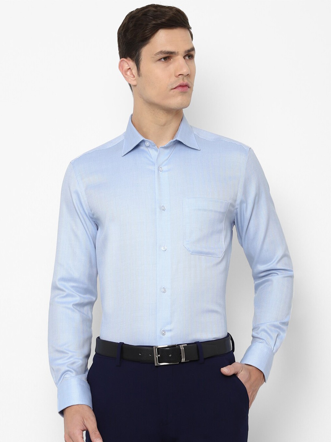 

Louis Philippe Men Blue Cotton Formal Shirt