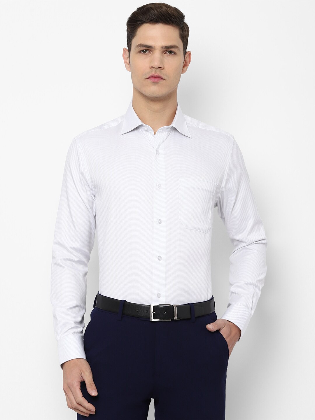 

Louis Philippe Men White Textured Pure Cotton Formal Shirt