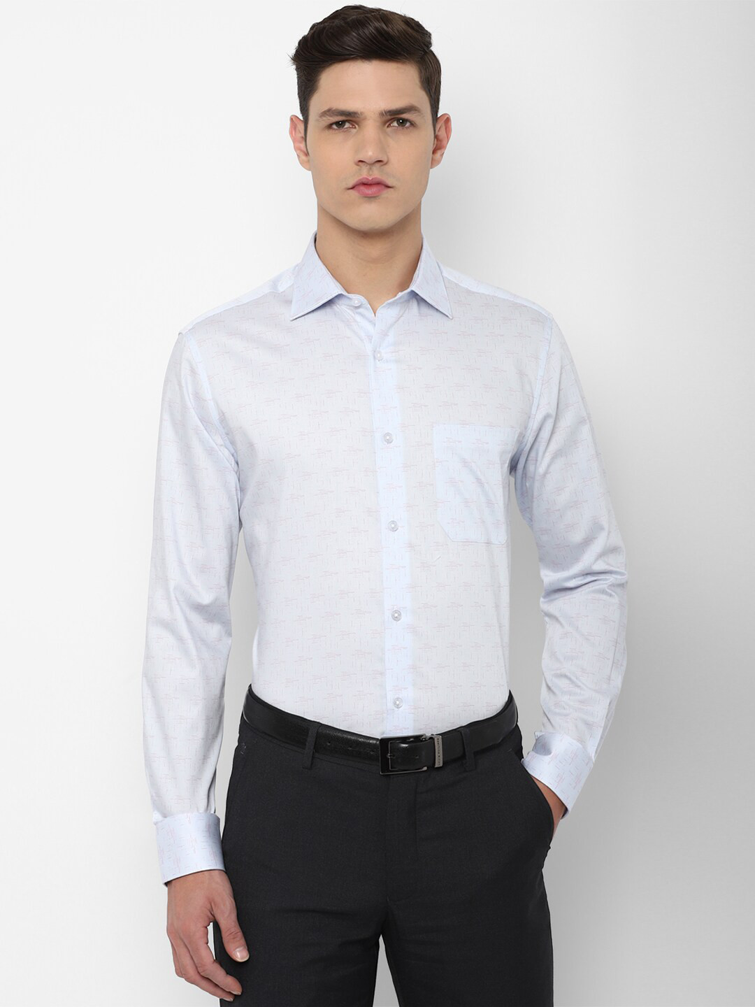

Louis Philippe Men Blue Printed Formal Shirt