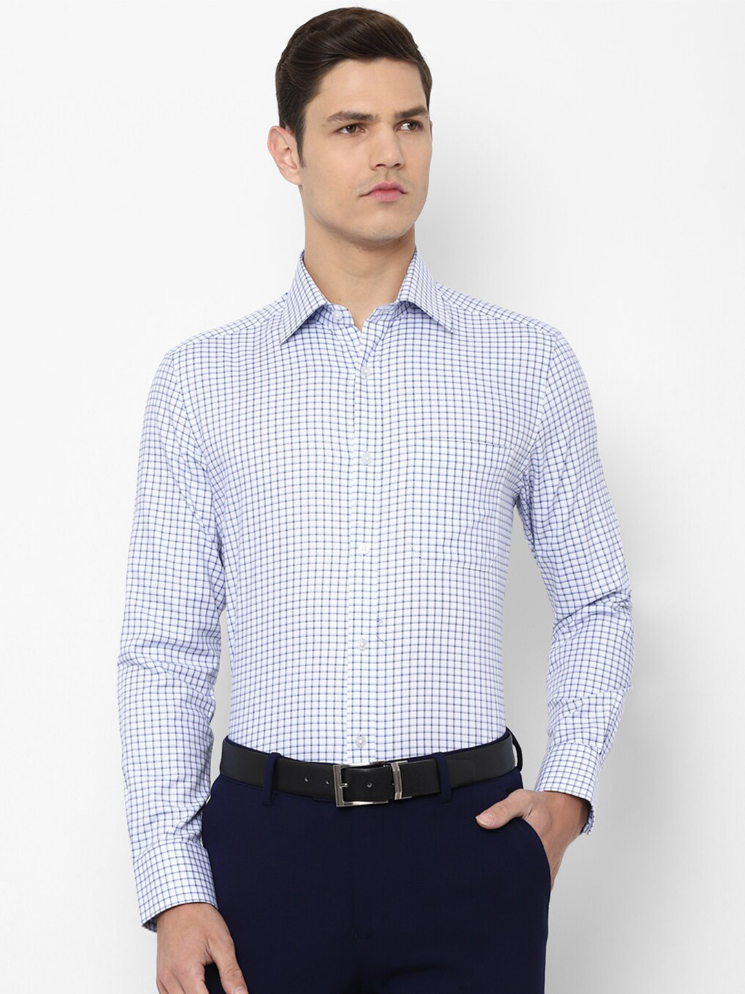 

Louis Philippe Men Blue Checked Cotton Formal Shirt
