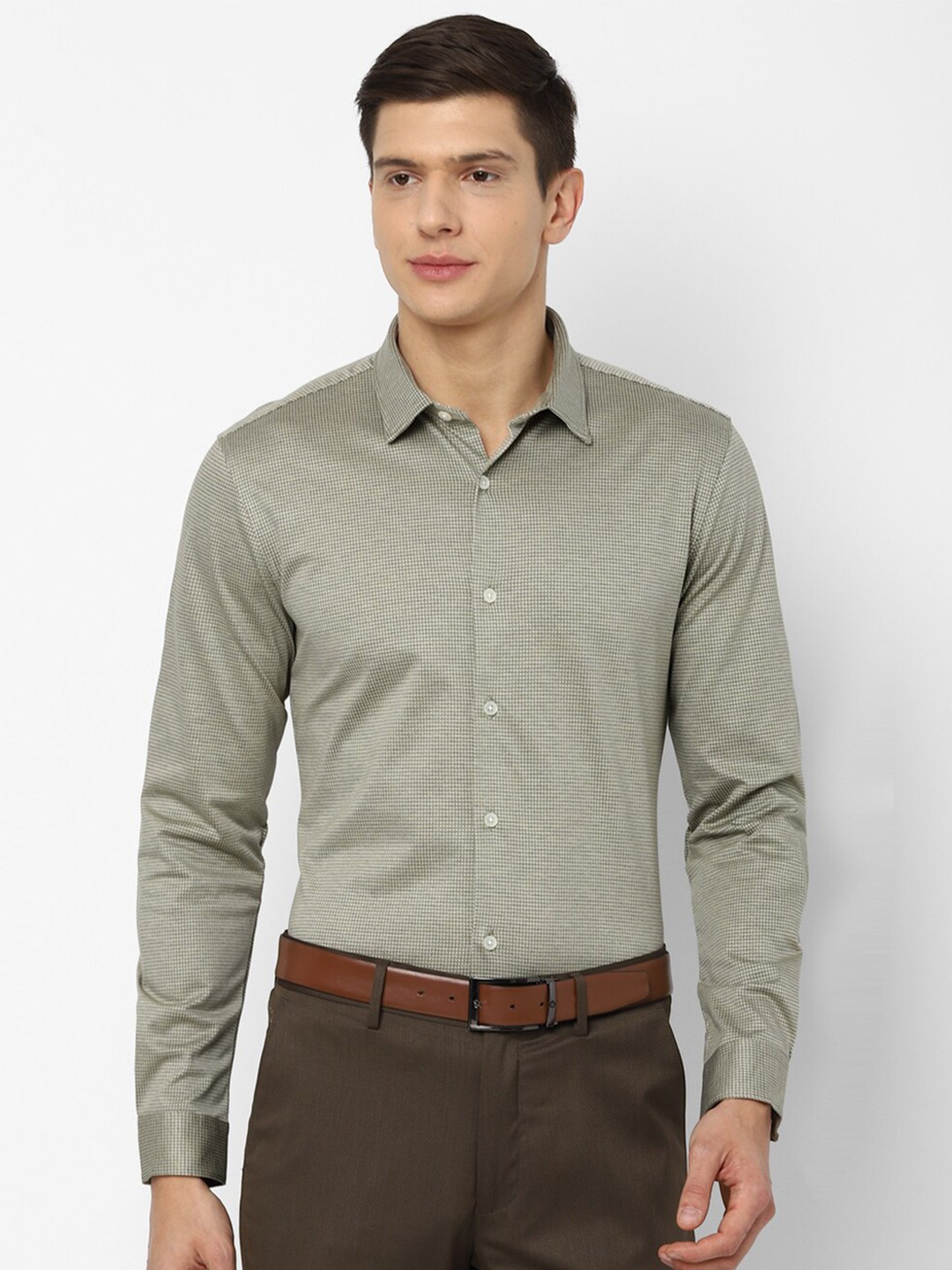 

Louis Philippe Men Olive Green Slim Fit Formal Shirt