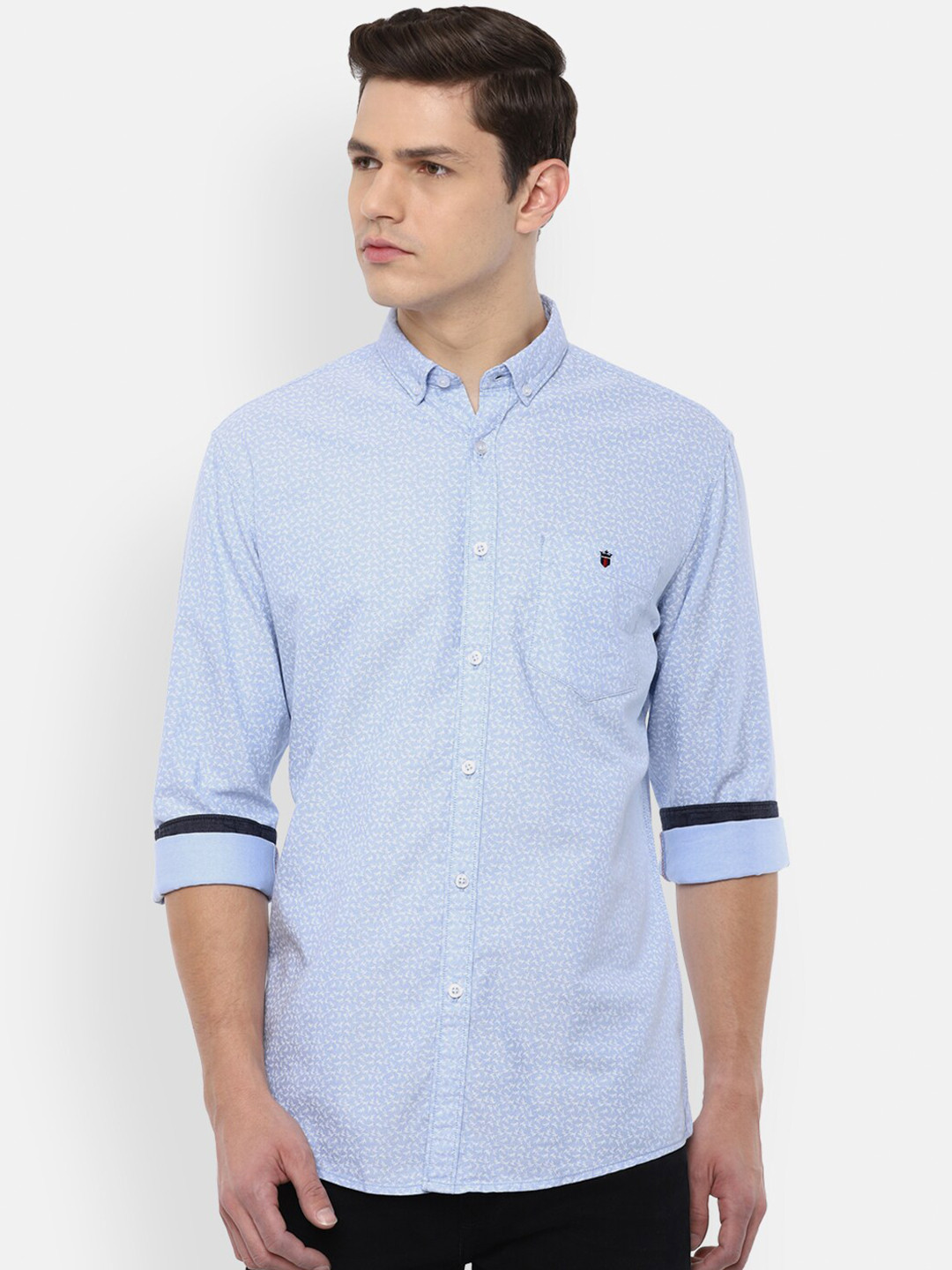 

Louis Philippe Jeans Men Blue Printed Slim Fit Pure Cotton Casual Shirt