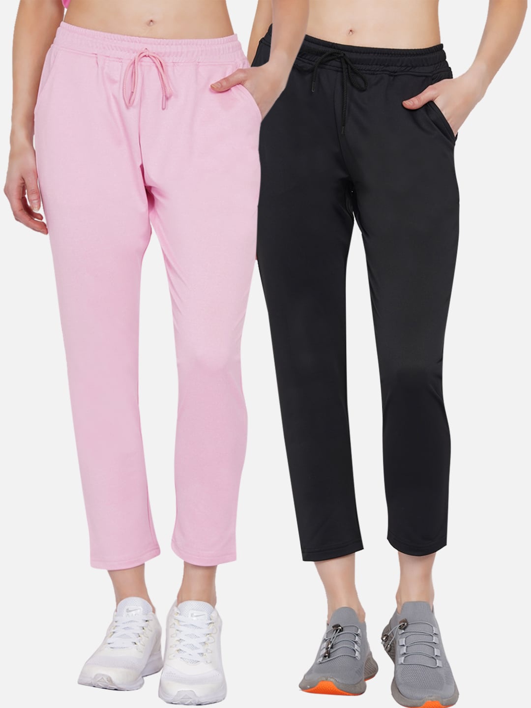 

ARMISTO Women Pack of 2 Solid Straight-Fit Track Pants, Pink