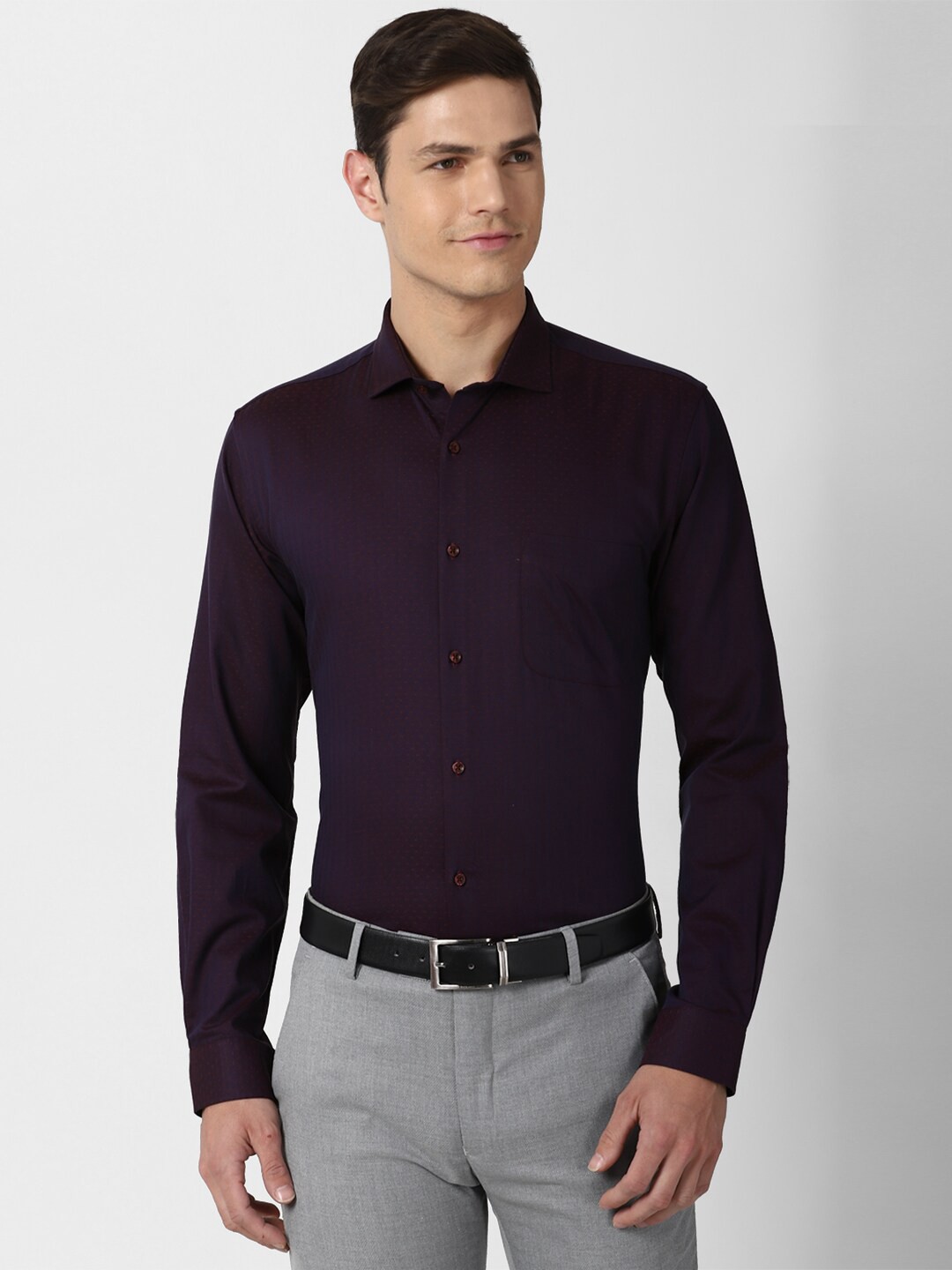 

Peter England Men Purple Printed Slim Fit Formal Shirt