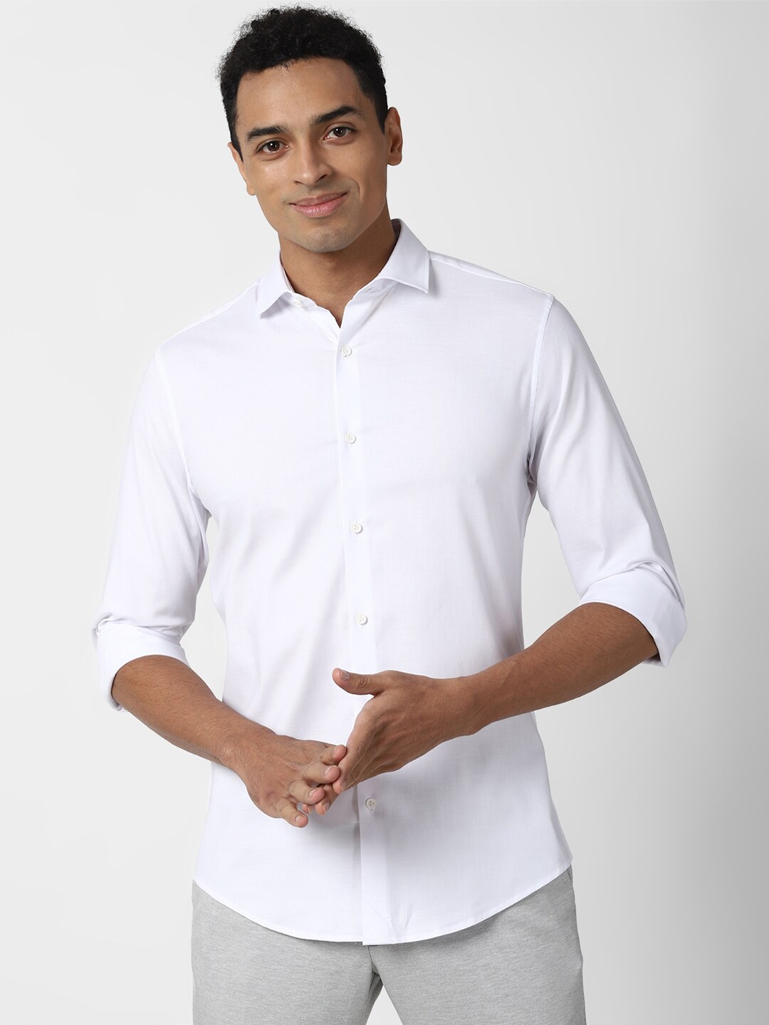 

Peter England Men White Slim Fit Casual Shirt