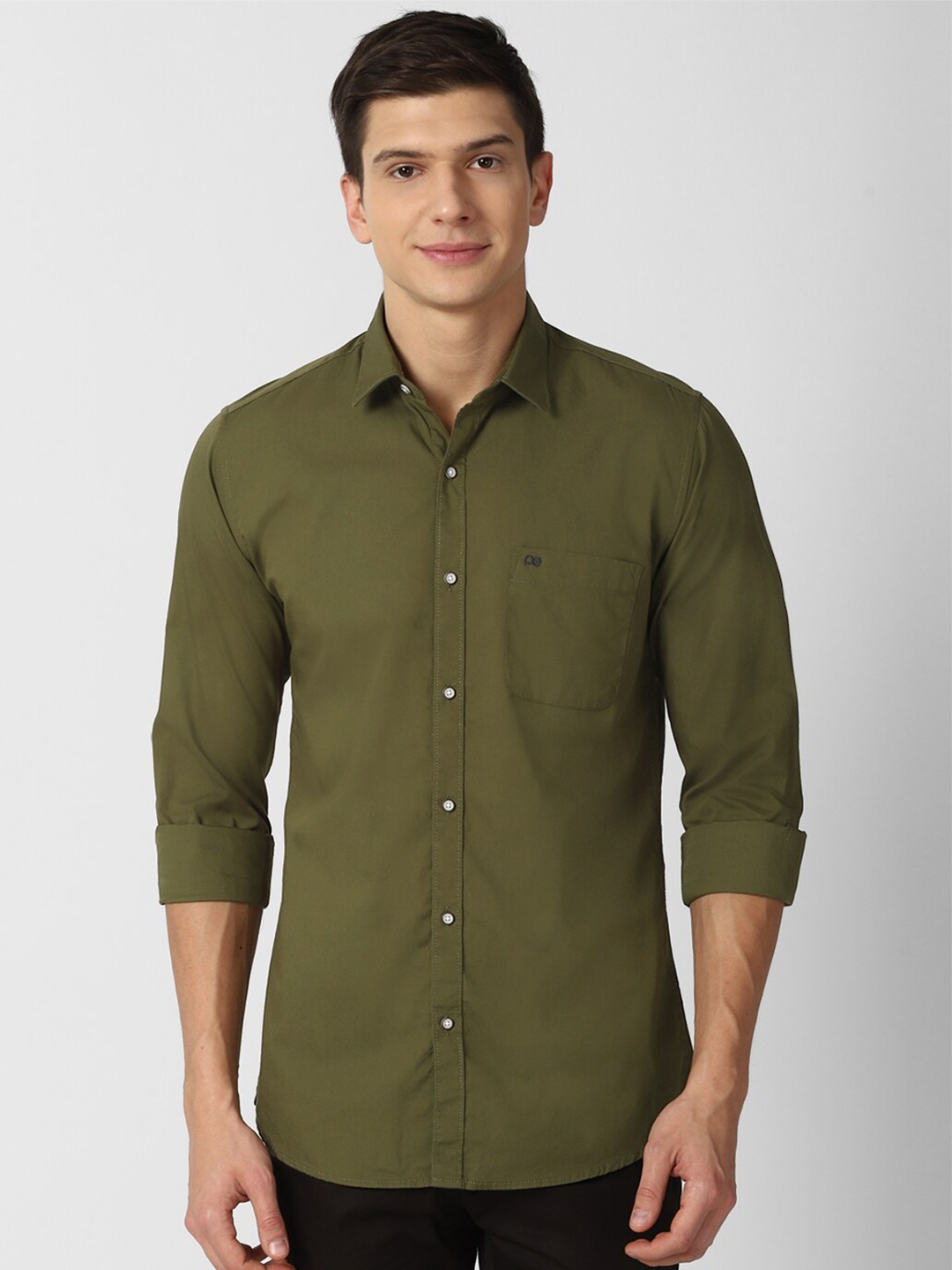 

Peter England Casuals Men Olive Green Slim Fit Cotton Casual Shirt