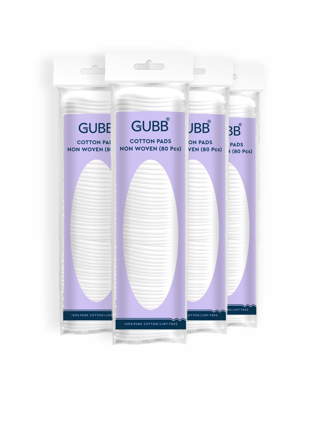 

GUBB Set of 4 Facial Cotton Tissue Pads for Face Makeup Remover Round Wipes, White