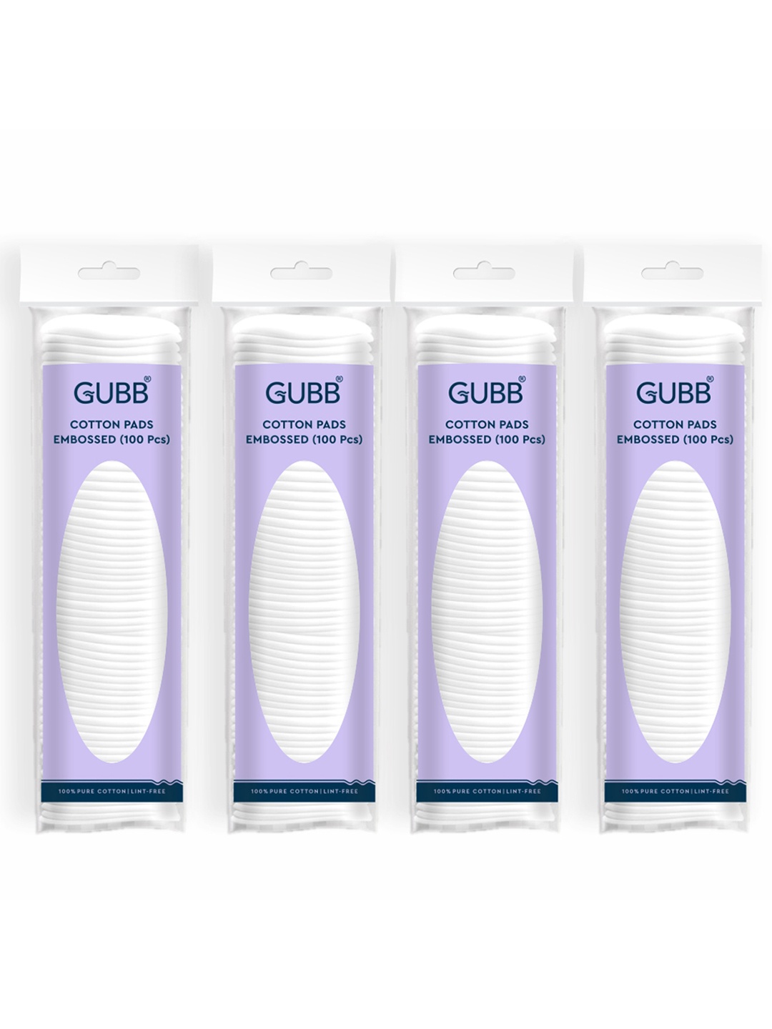 

GUBB Set of 4 Facial Cotton Tissue Pads for Face Makeup Remover Round Wipes, White