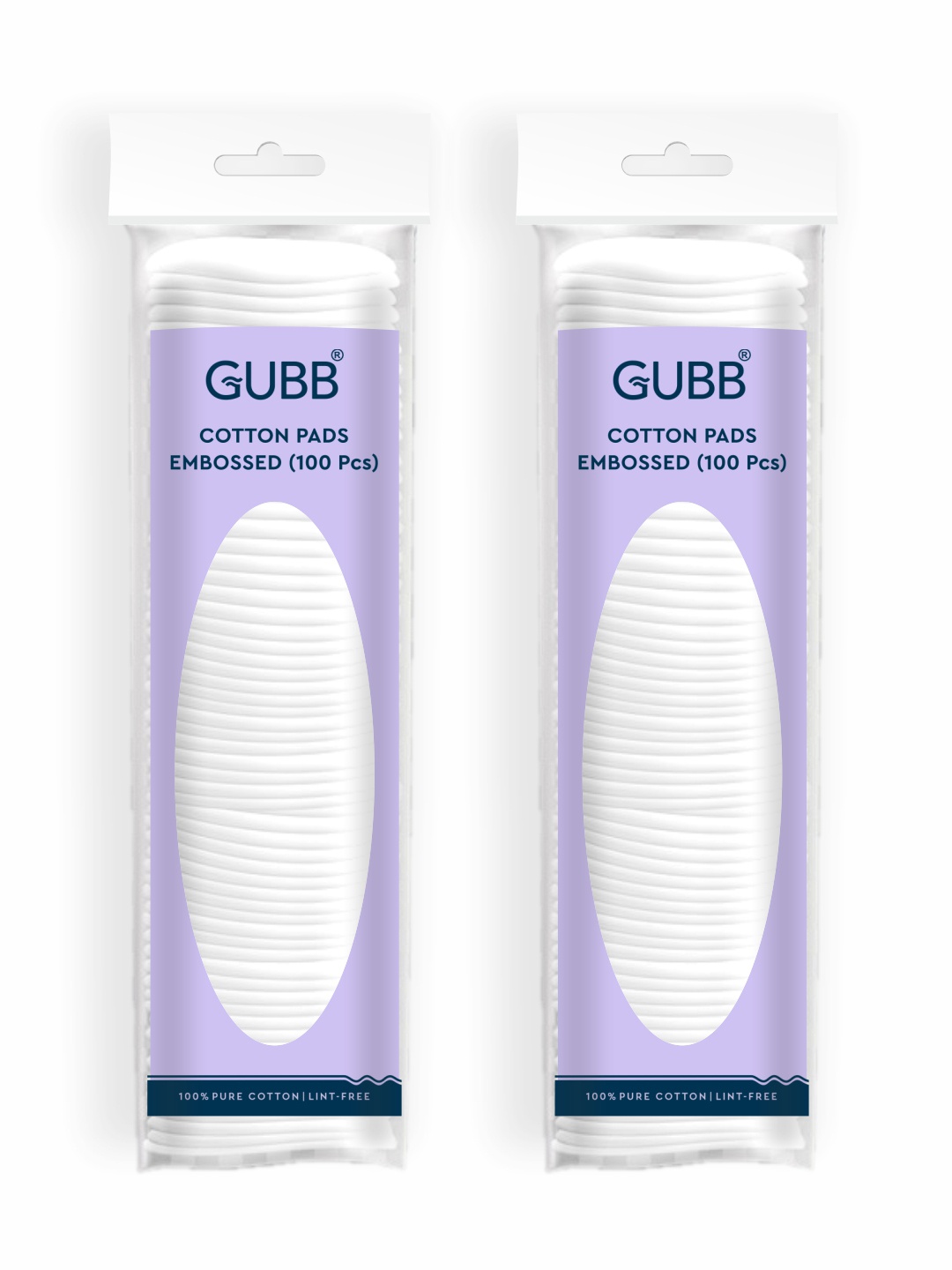 

GUBB Set of 2 Embossed Cotton Pads for Face & Eyes - 100 Pads Each, White