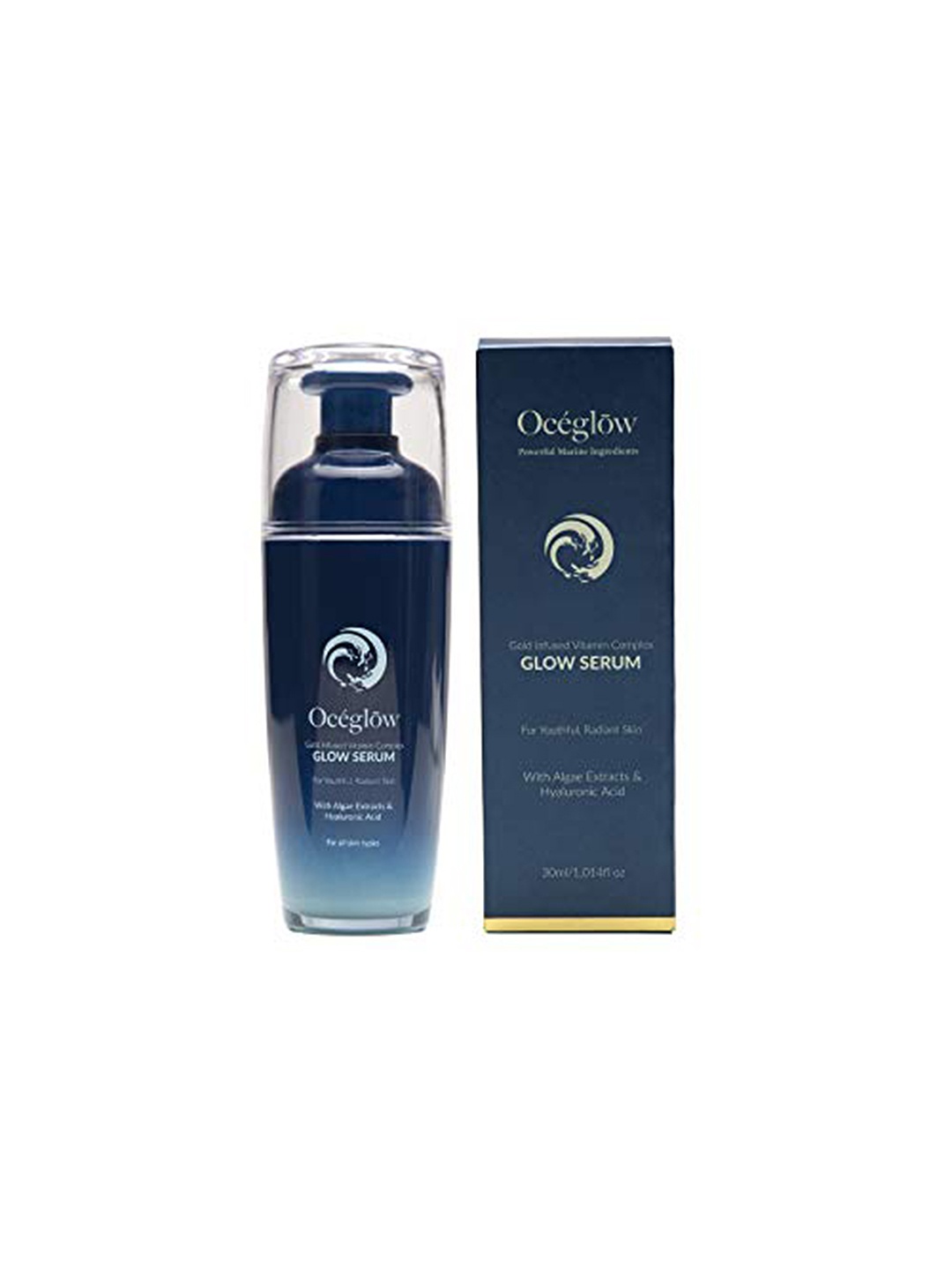 

Oceglow Algae Extracts & Hyaluronic Acid Gold Infused Glow Face Serum - 30 ml, Blue