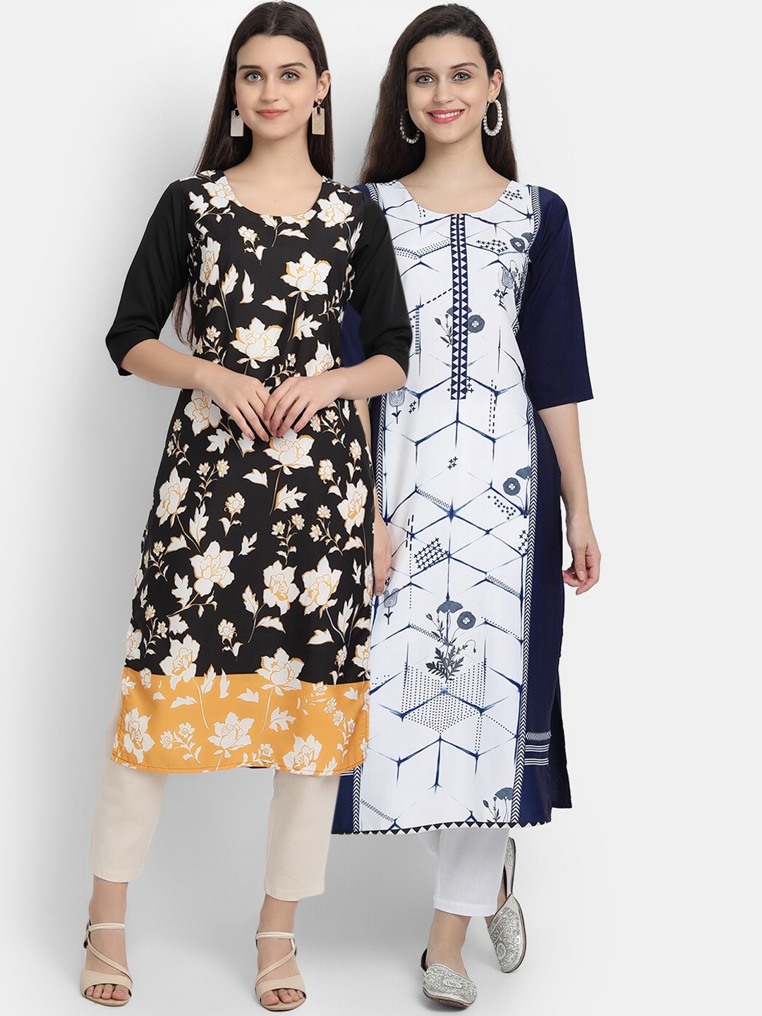 

Ethnic basket Women Multicoloured Floral Printed Crepe Kurta, Multi