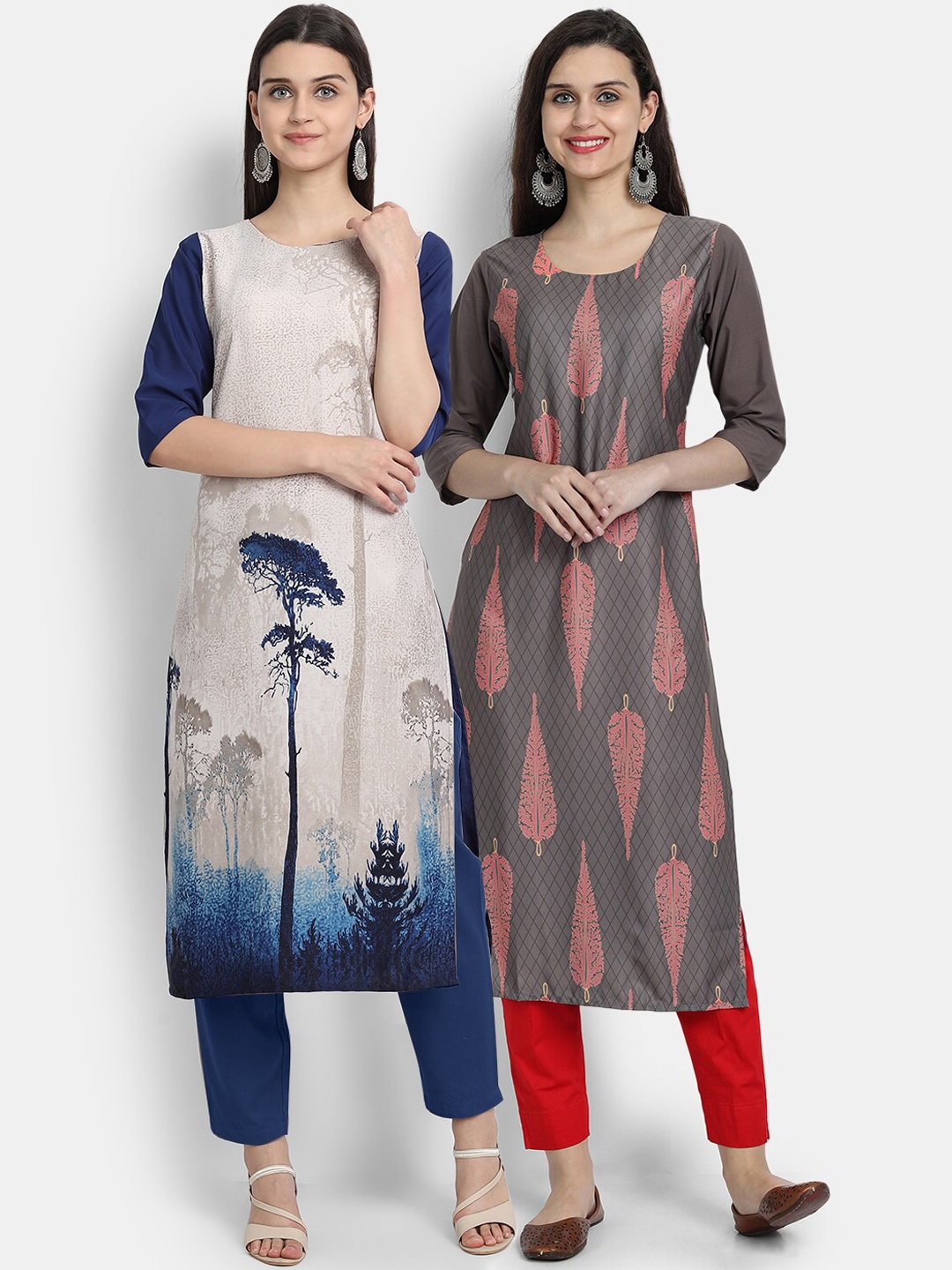 

Ethnic basket Women Pack of 2 Printed Kurta, Blue