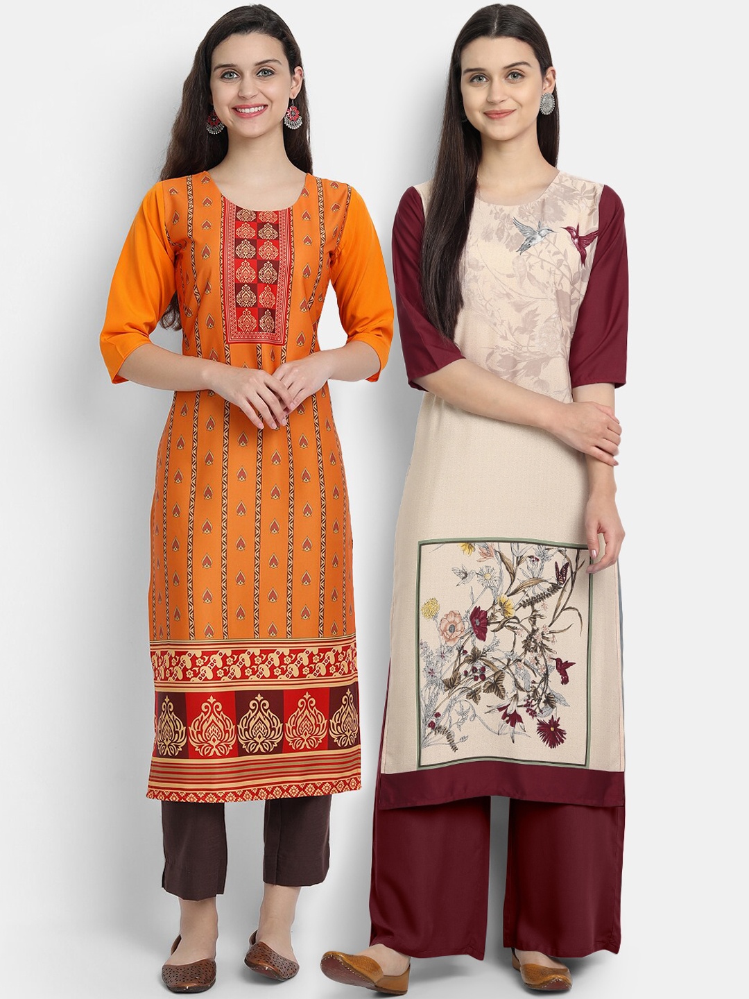 

Ethnic basket Women Multicoloured Floral Printed Crepe Kurta, Multi