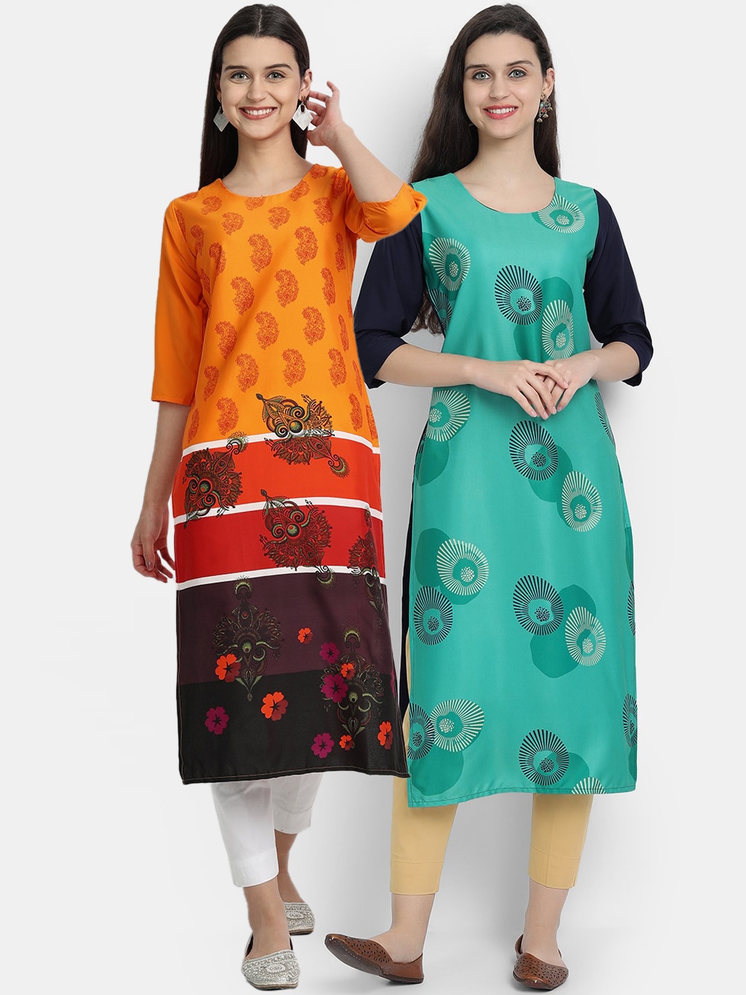

Ethnic basket Women Multicoloured Ethnic Motifs Printed Crepe Kurta, Multi