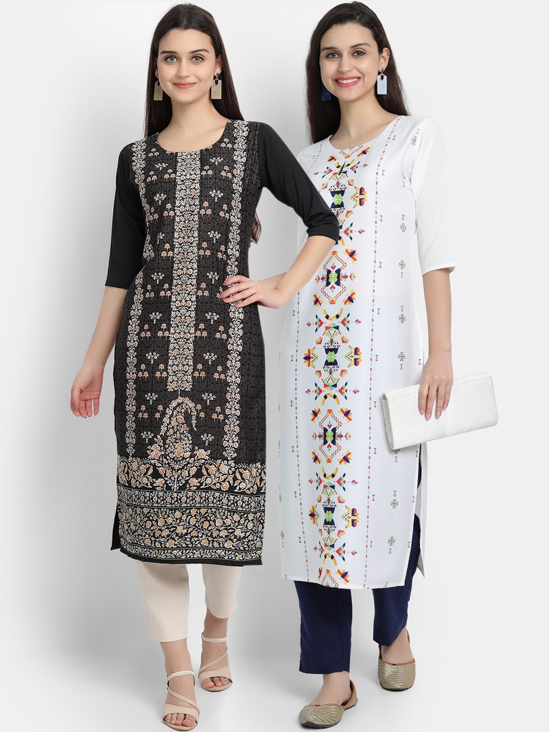 

Ethnic basket Women Pack Of 2 Straight Kurtas, White