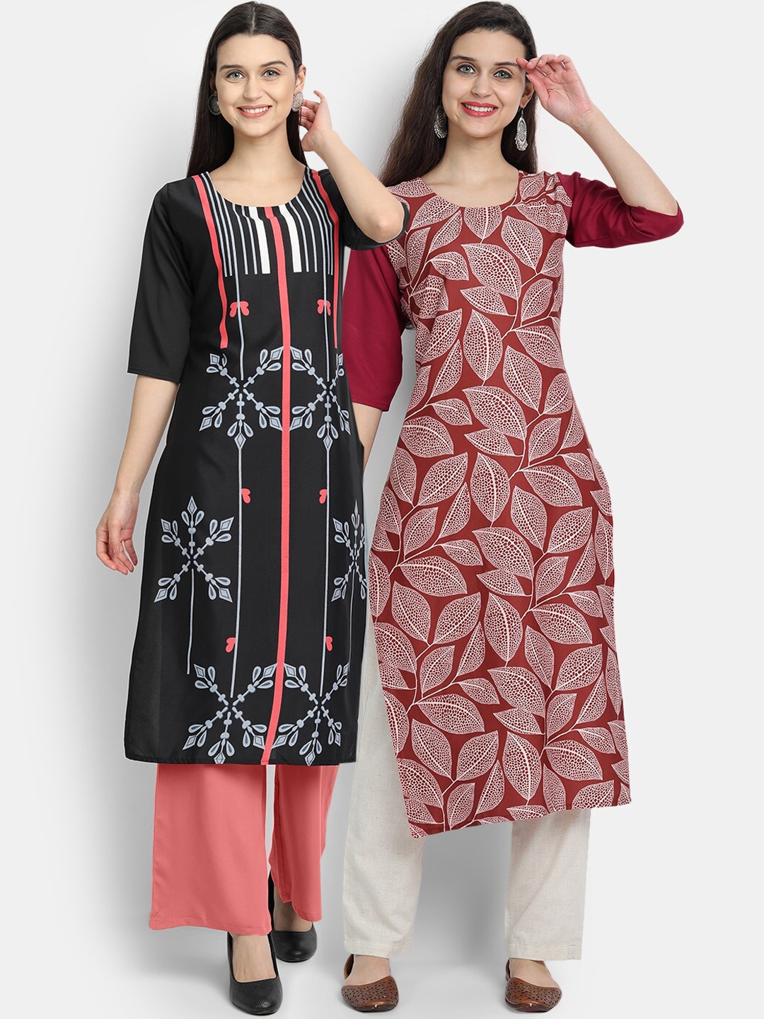 

Ethnic basket Women Multicoloured Floral Printed Crepe Kurta, Multi