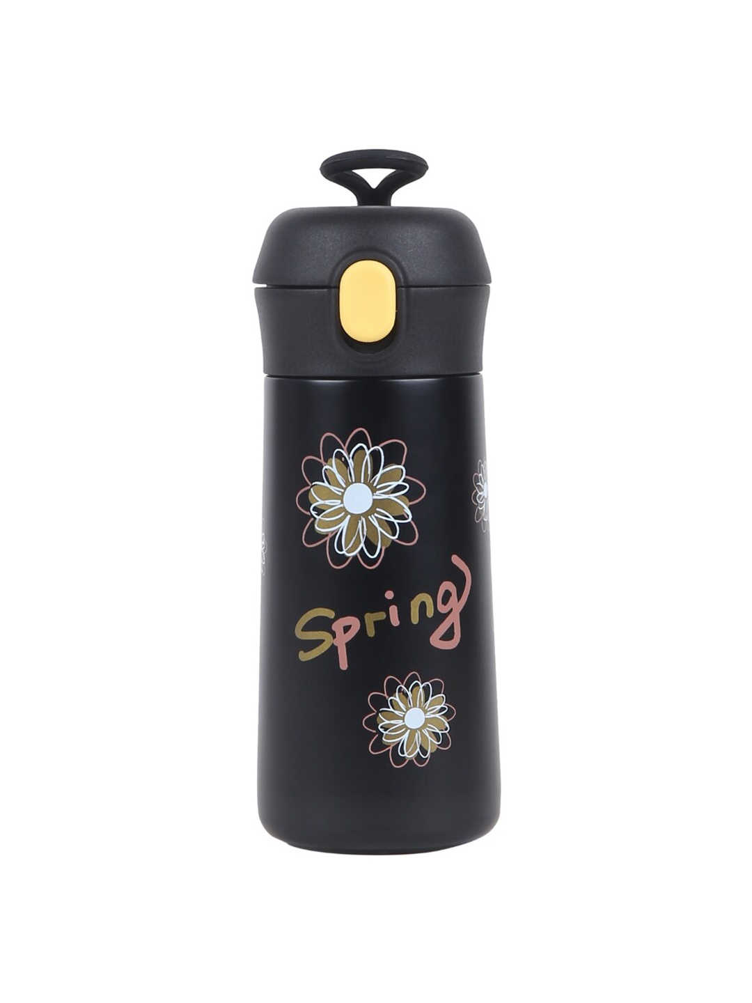 

iSWEVEN Black Printed Stainless Steel Double Wall Vacuum Insulated Water Bottle 350ml