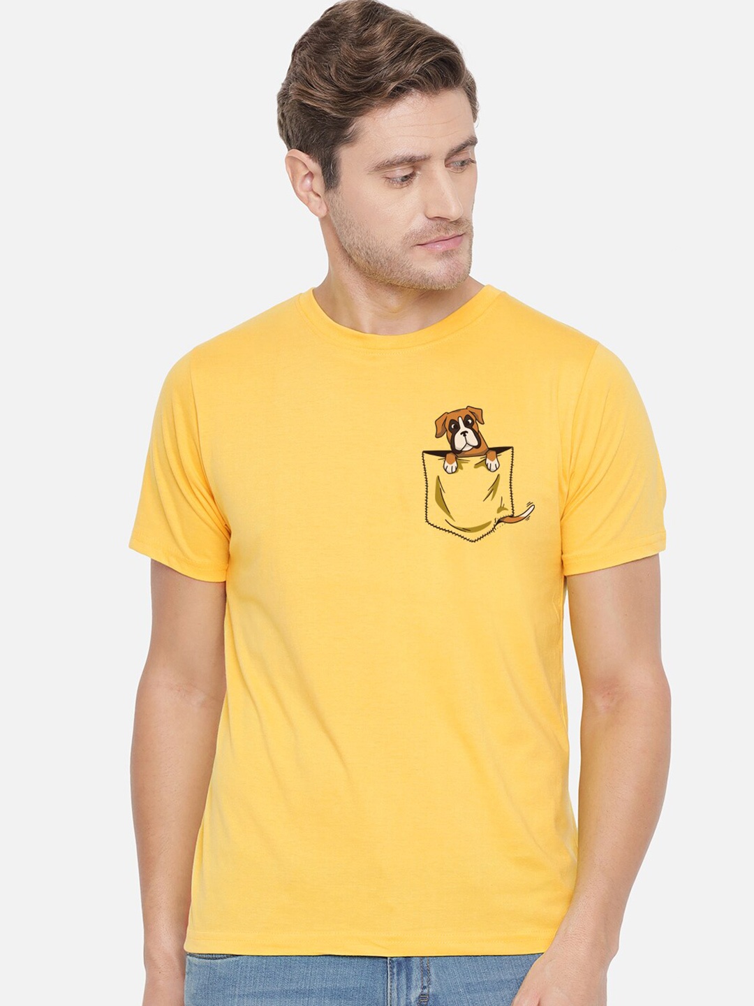 

FFLIRTYGO Men Yellow Printed T-shirt