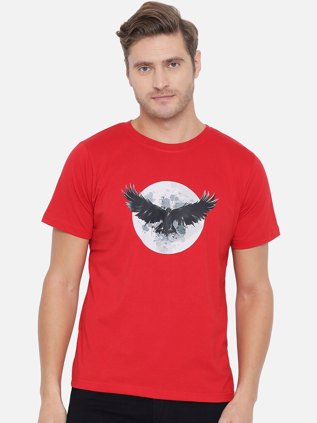 

FFLIRTYGO Men Red Cotton Graphic Printed T-shirt