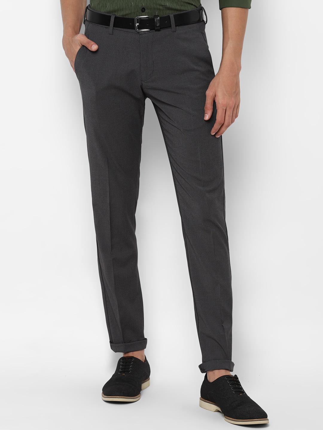 

Allen Solly Men Charcoal Grey Slim Fit Trousers