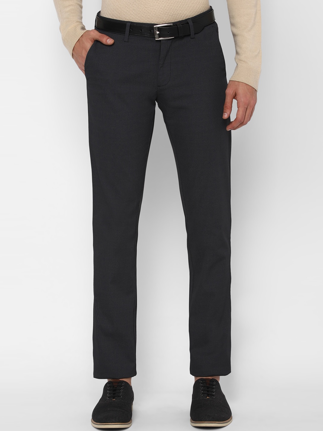 

Allen Solly Men Grey Textured Slim Fit Trousers