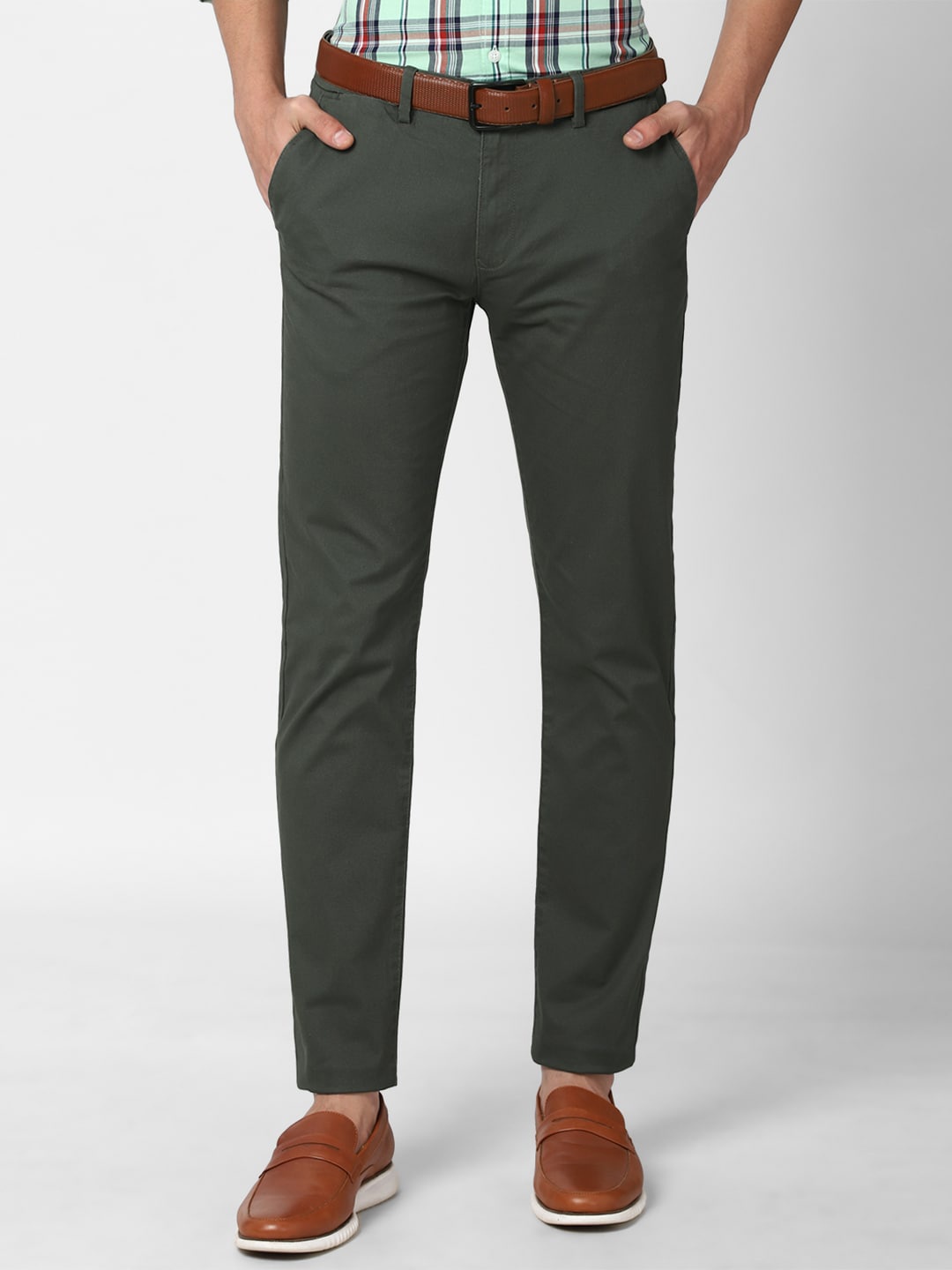 

Peter England Casuals Men Green Slim Fit Trousers