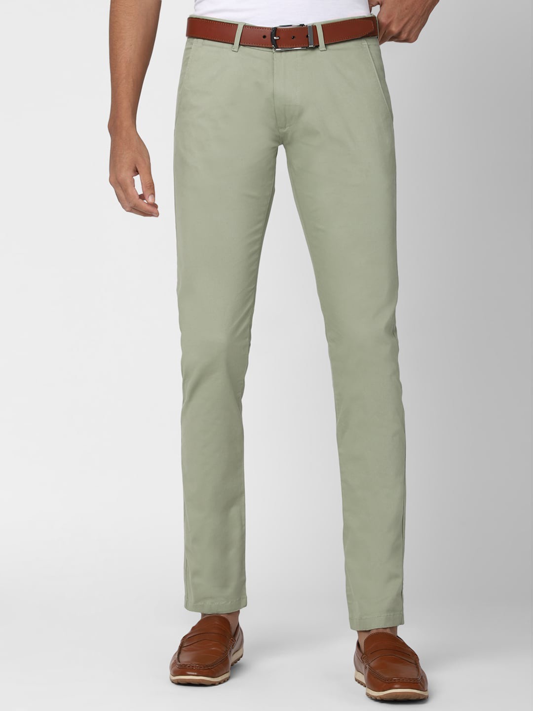 

Peter England Casuals Men Green Skinny Fit Formal Chinos Trousers