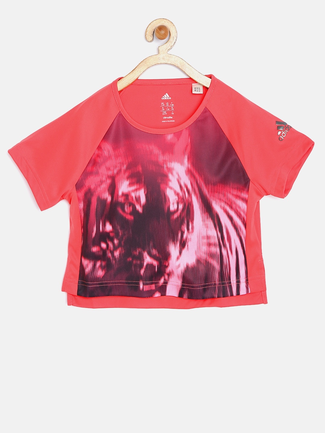 

ADIDAS Girls Red TR Beast Printed Round Neck T-shirt